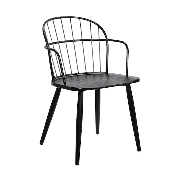 Armen Living Bradley Steel Framed Side Chair in Black Powder Coated Finish and Black Brushed Wood LCBDSIBLBL - main